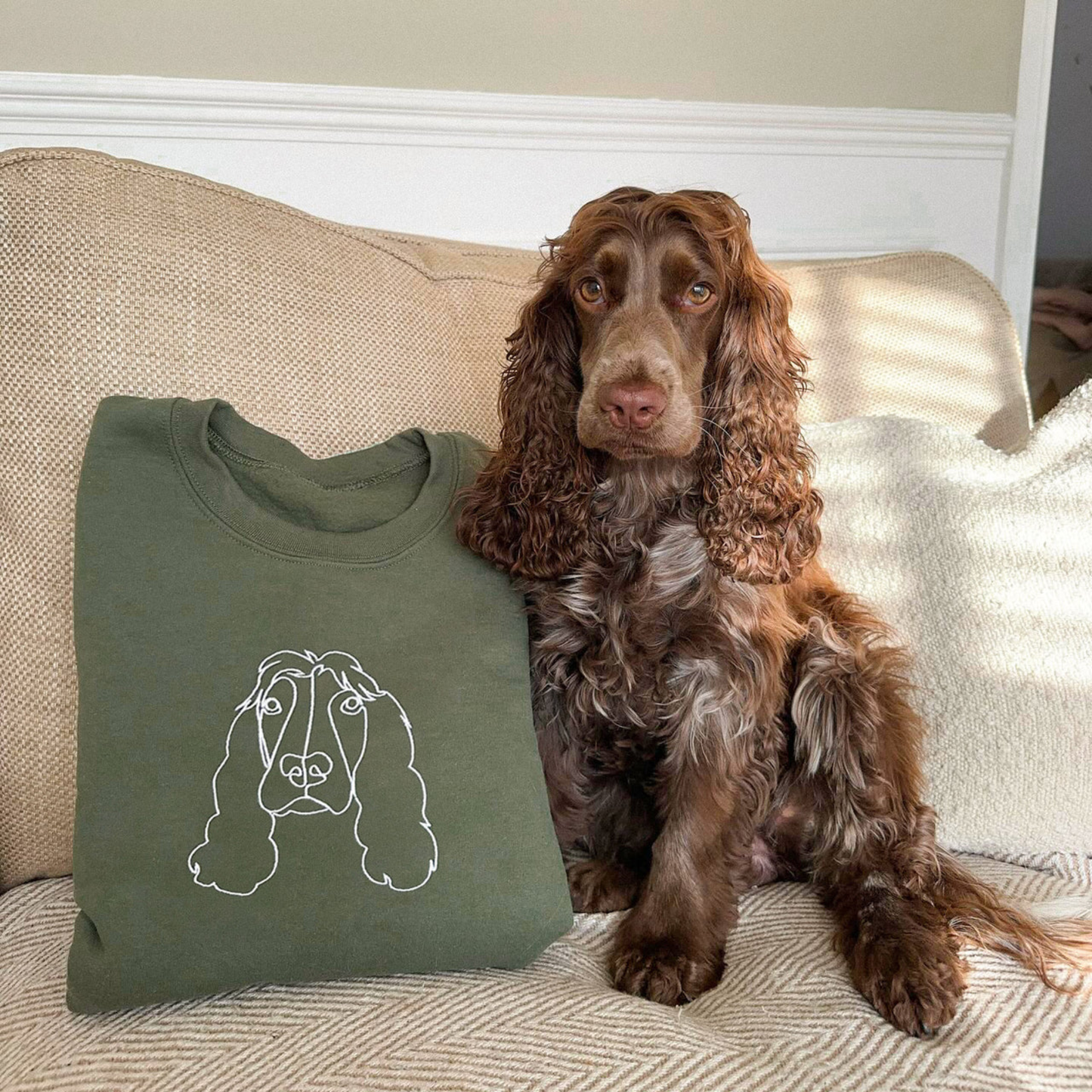 Custom Embroidered Dog Line Art – From Photo