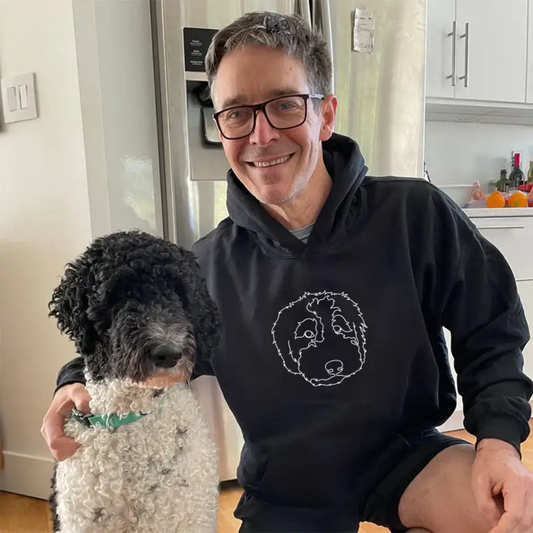 Custom Embroidered Dog Line Art – From Photo