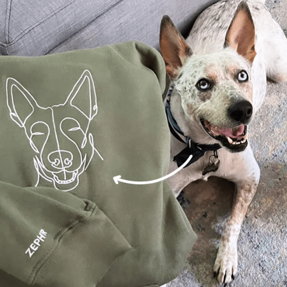 Custom Embroidered Dog Line Art – From Photo