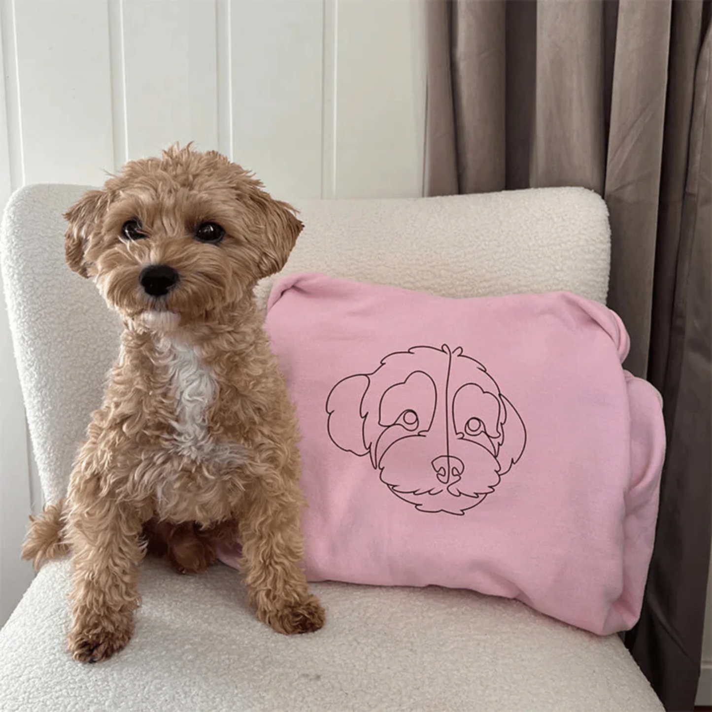 Custom Embroidered Dog Line Art – From Photo