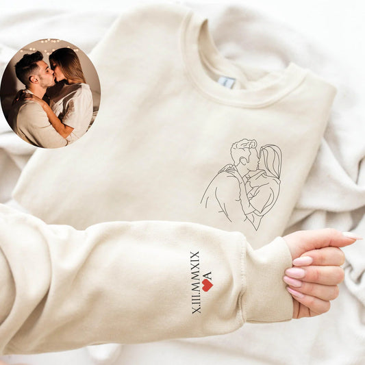 Sweat-shirt portrait avec photo personnalisée, sweat-shirt pour couple
