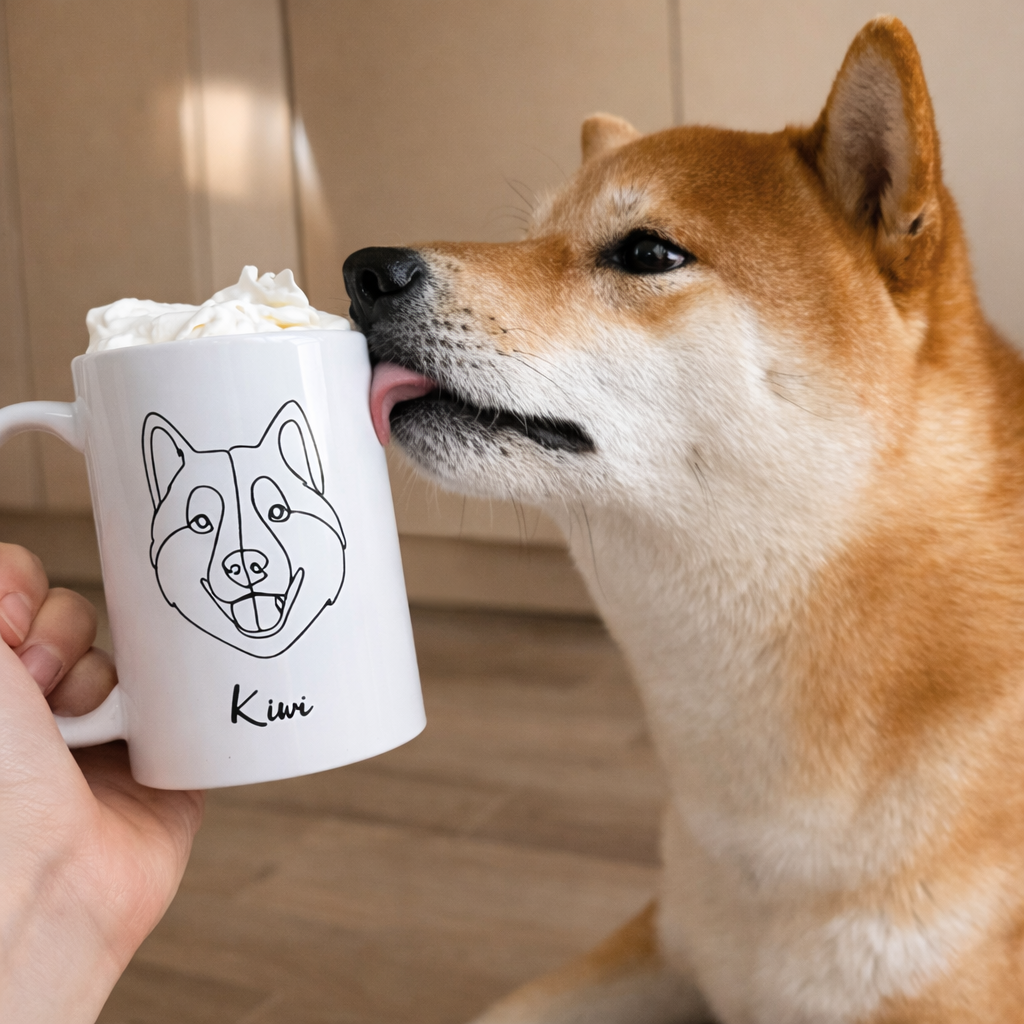 Custom Pet Portrait Mug – Minimal Line Art From Your Photo