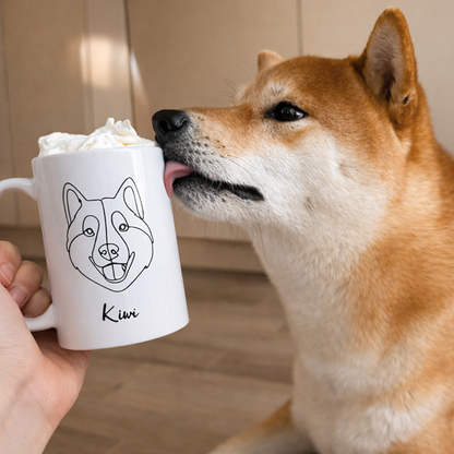 Custom Pet Portrait Mug – Minimal Line Art From Your Photo