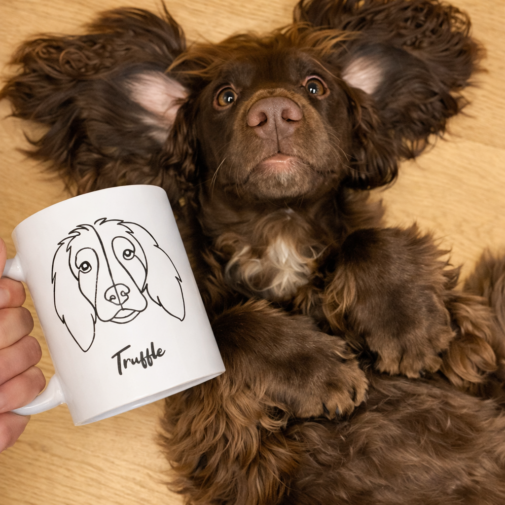 Custom Pet Portrait Mug – Minimal Line Art From Your Photo